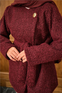 Gold Düğme Detay Ceket Bordo
