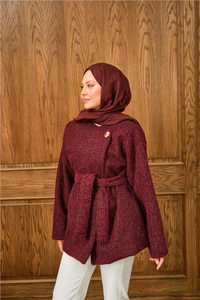 Gold Düğme Detay Ceket Bordo