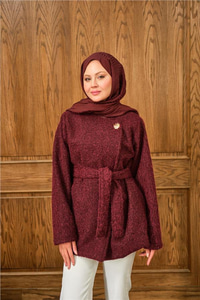 Gold Düğme Detay Ceket Bordo