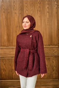 Gold Düğme Detay Ceket Bordo