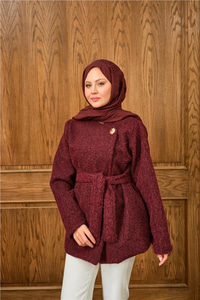 Gold Düğme Detay Ceket Bordo