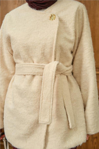 Gold Düğme Detay Ceket Krem