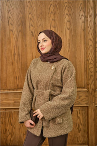 Gold Düğme Detay Ceket Vizon