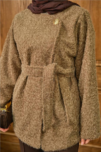 Gold Düğme Detay Ceket Vizon