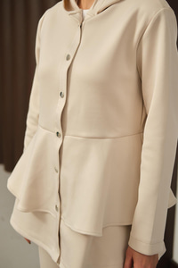 Gold Düğme Detay İkili Takım Krem