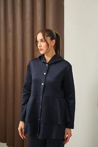 Gold Düğme Detay İkili Takım Lacivert