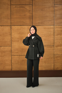 Gold Düğme Detay İkili Takım Siyah