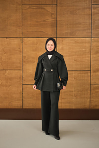 Gold Düğme Detay İkili Takım Siyah