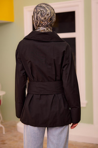 Gold Düğme Ve Kemer Detaylı Gömlek Siyah