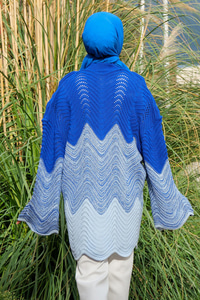 Gold Düğmeli Dalgalı Hırka Mavi