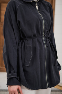 Gold Fermuar Detay Dikiş İzli Ceket Siyah