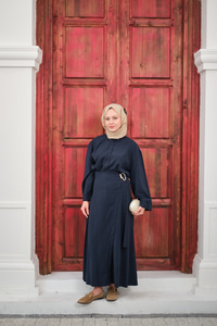 Gold Kemer Detay Gömlekli Takım Lacivert