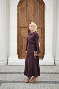 Gold Kemer Detay Gömlekli Takım Mürdüm