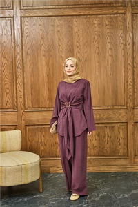 Gold Kemer Detay Takım Bordo