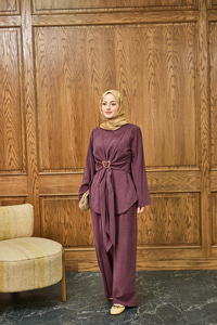 Gold Kemer Detay Takım Bordo