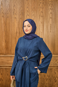 Gold Kemer Detay Takım Lacivert