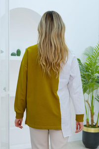 Gömlek Detay Cepli Tunik Yağ Yeşil