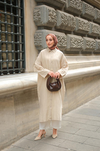 Gömlek Detay Elbise Taş