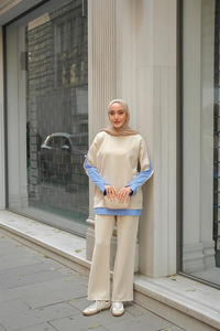 Gömlek Detay İkili Takım Krem