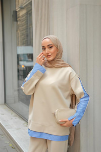 Gömlek Detay İkili Takım Krem