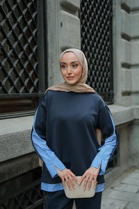 Gömlek Detay İkili Takım Lacivert