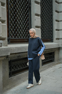 Gömlek Detay İkili Takım Lacivert