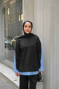 Gömlek Detay İkili Takım Siyah