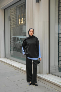 Gömlek Detay İkili Takım Siyah