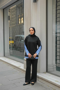 Gömlek Detay İkili Takım Siyah