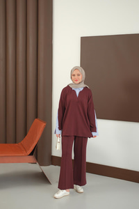 Gömlek Detay Takım Bordo