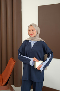 Gömlek Detay Takım Lacivert