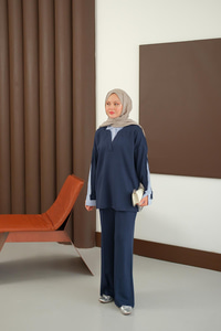 Gömlek Detay Takım Lacivert