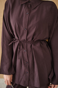 Gömlek Ve Bel Lastikli Bel Bağlamalı Takım Mürdüm