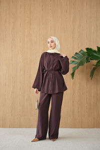 Gömlek Ve Bel Lastikli Bel Bağlamalı Takım Mürdüm