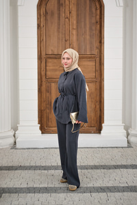 Gömlek Ve Bel Lastikli Bel Bağlamalı Takım Antrasit