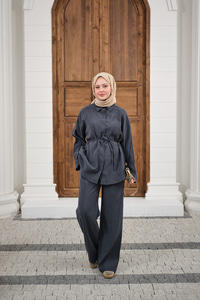 Gömlek Ve Bel Lastikli Bel Bağlamalı Takım Antrasit