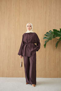 Gömlek Ve Bel Lastikli Bel Bağlamalı Takım Mürdüm