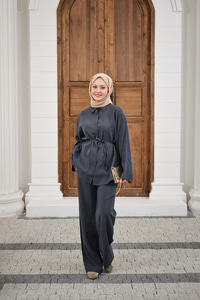 Gömlek Ve Bel Lastikli Bel Bağlamalı Takım Antrasit