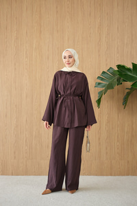 Gömlek Ve Bel Lastikli Bel Bağlamalı Takım Mürdüm