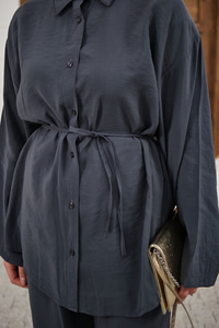 Gömlek Ve Bel Lastikli Bel Bağlamalı Takım Antrasit