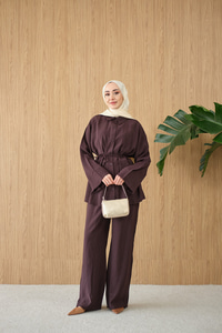 Gömlek Ve Bel Lastikli Bel Bağlamalı Takım Mürdüm