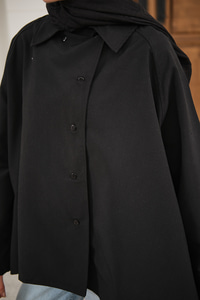 Gömlek Yaka Düğmeli İnce Kısa Trenç Siyah