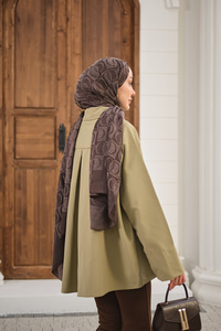 Gömlek Yaka Düğmeli İnce Kısa Trenç Vizon