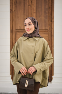 Gömlek Yaka Düğmeli İnce Kısa Trenç Vizon