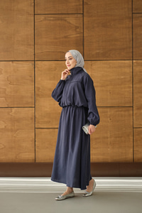 Gömlek Yaka Fermuarlı Etekli Takım Lacivert