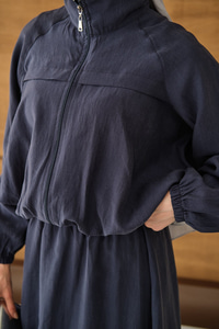 Gömlek Yaka Fermuarlı Etekli Takım Lacivert