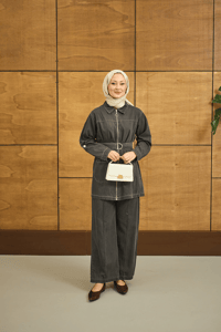 Gömlek Yaka Fermuarlı Takım Antrasit