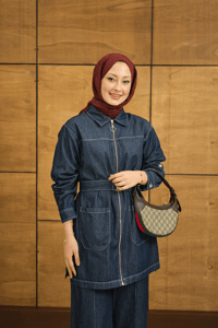 Gömlek Yaka Fermuarlı Takım Lacivert