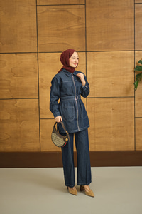 Gömlek Yaka Fermuarlı Takım Lacivert