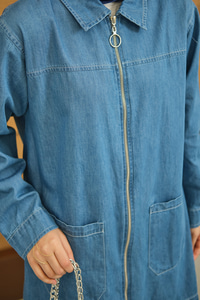 Gömlek Yaka Fermuarlı Takım Mavi